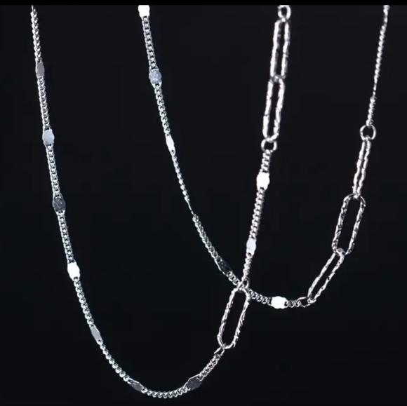 Sterling Silver 925 Dazzling Paperclip Chain Necklace - Vintage-Inspired Chain - Picture 2 of 5